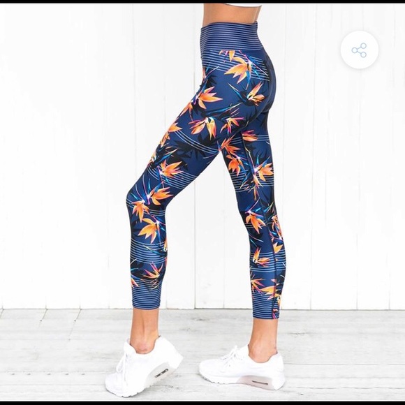 Blue tropical print leggings - Picture 3 of 3
